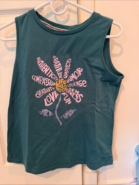 Kids Green Floral Word-Graphic Tank Top